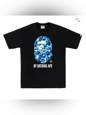 Authentic BAPE Black Tee with Blue Camo Ape Head
